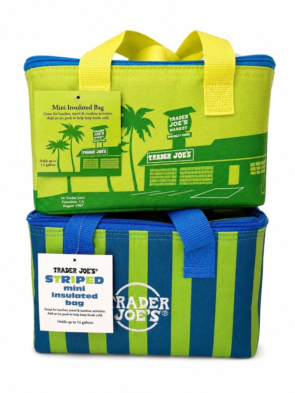 NWT!! Trader Joe's Mini Insulated Bags - Green & Blue